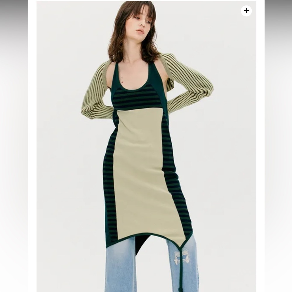 The open project Open Back Panel Halter Dress - Green